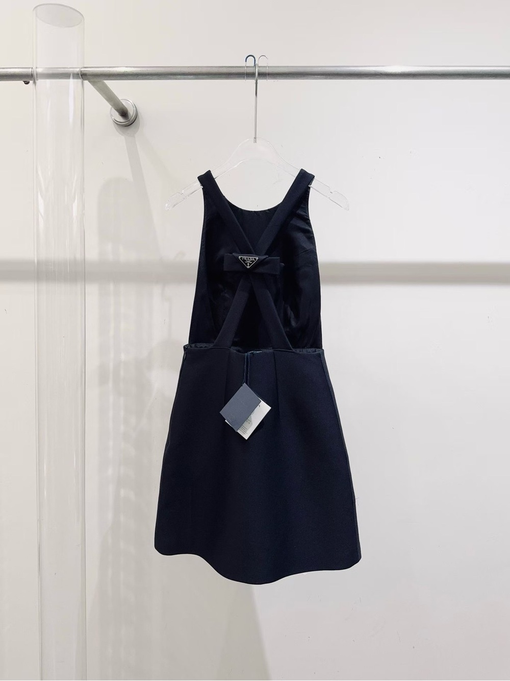 Prada Cross-Back Bow Pinafore Dress